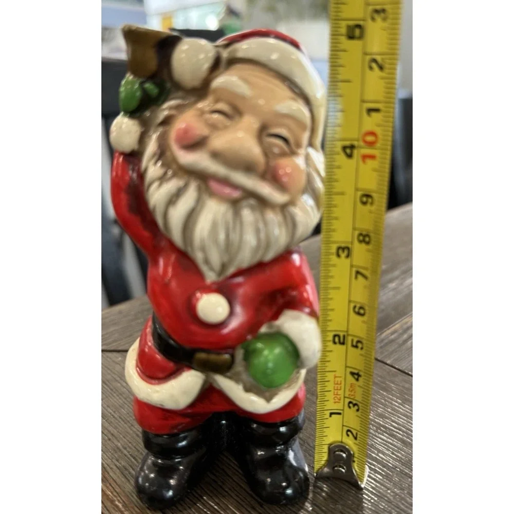 2‎ Vintage Christmas Paper Mache Santa and Elf Japan 5